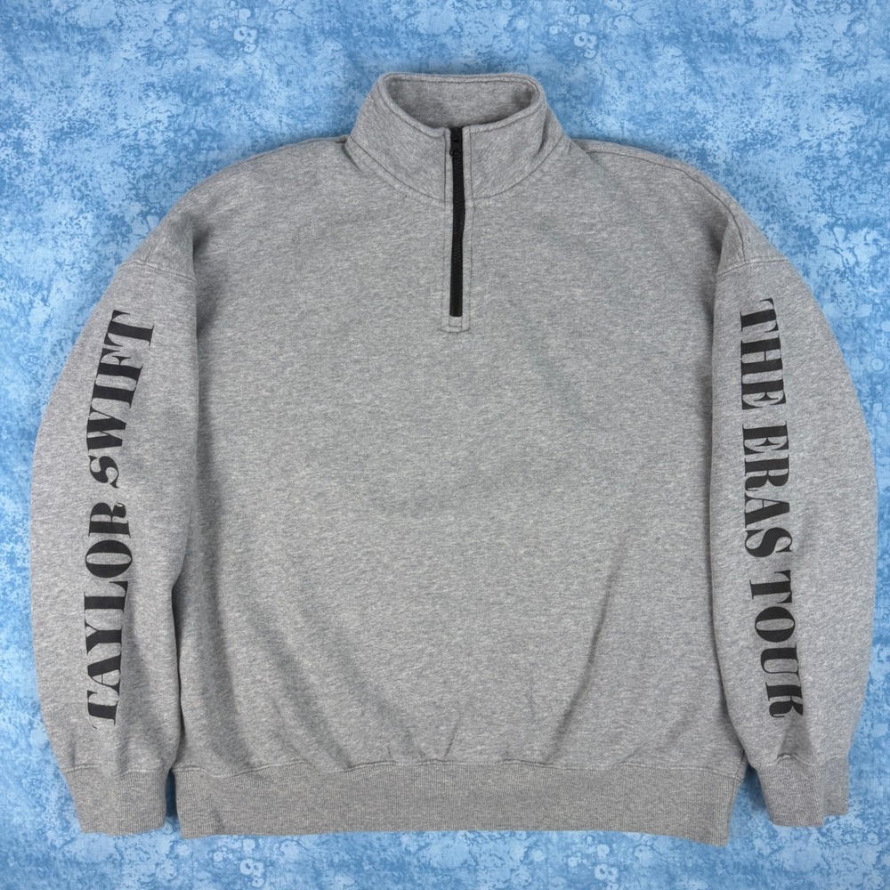 Taylor Swift The Eras Tour Quarter Zip Sweatshirt Gray Medium Pullover
